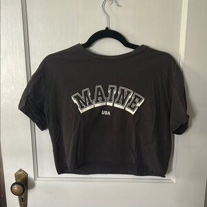 Black Maine USA Graphic Crop Top